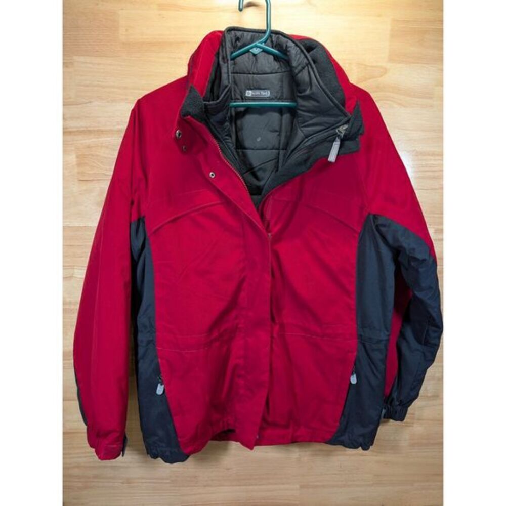 Pacific Trail Red Hooded Anorak Jacket Ladies Medium Fleece Lined‎ Outdoor